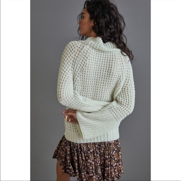 NWT MAEVE by ANTHROPOLOGIE Mint Dionne Bell-Sleeved Knit Mock Neck Sweater - Picture 4 of 9